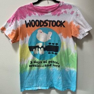 Vibrant tie dye Woodstock t-shirt